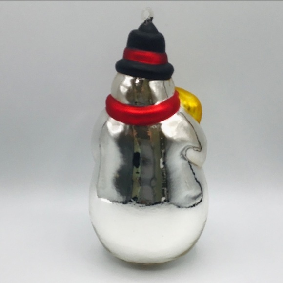 Vtg Department 56 Mercury Glass Snowman Christmas Ornament 9” Decor Silver Red - Picture 12 of 16